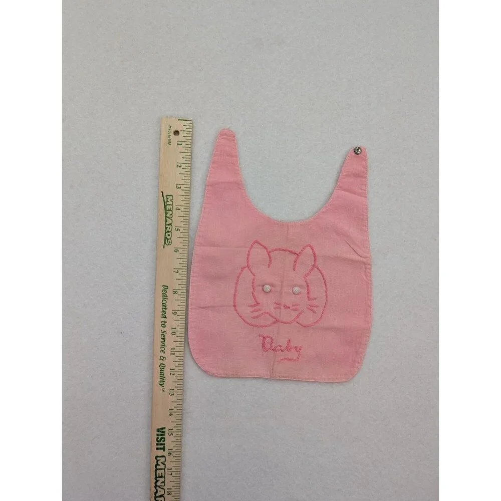 Vintage Baby Bib Pink Bunny Rabbit - Flaws